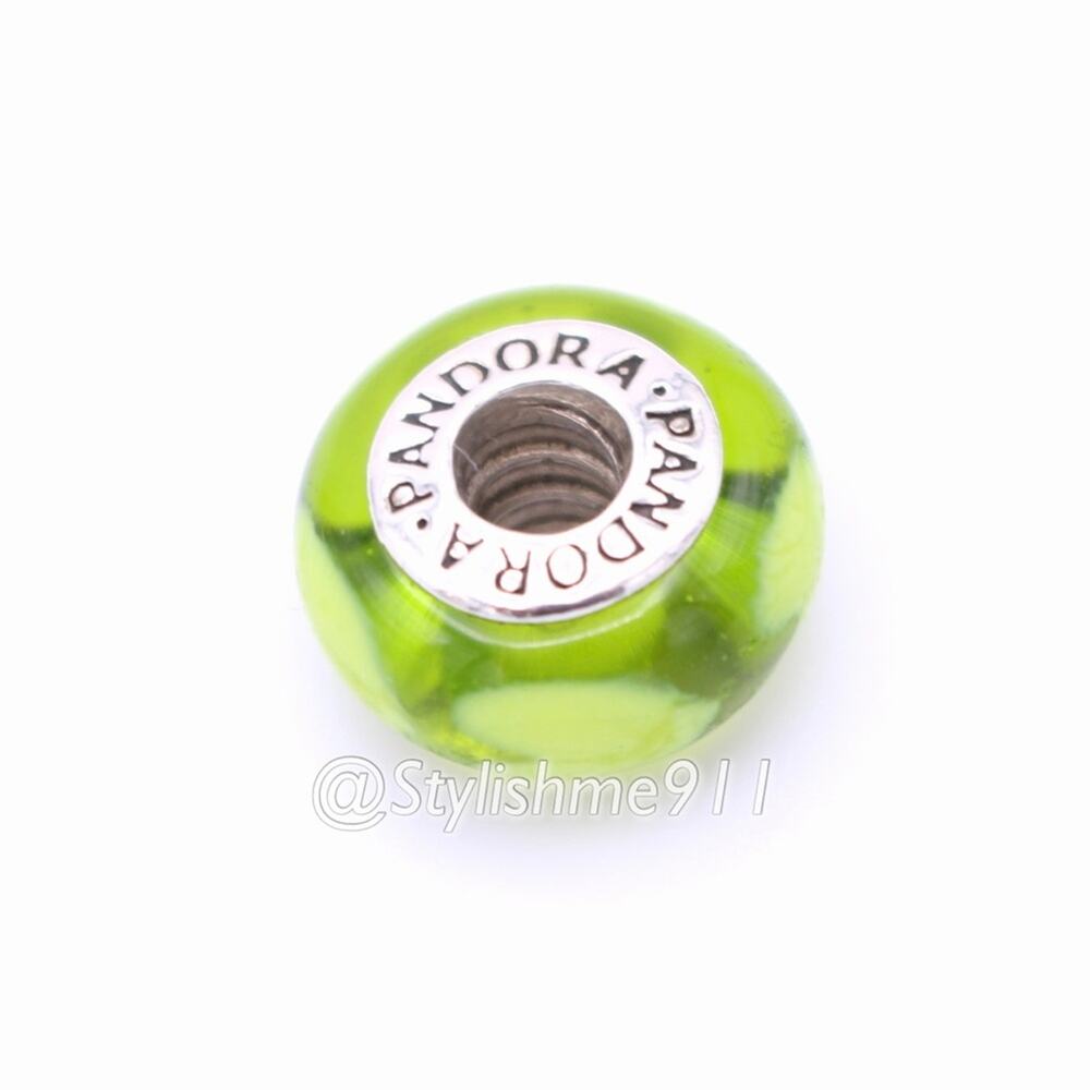 Authentic Pandora Lime Green with Lime Hearts Charm - Picture 6 of 10